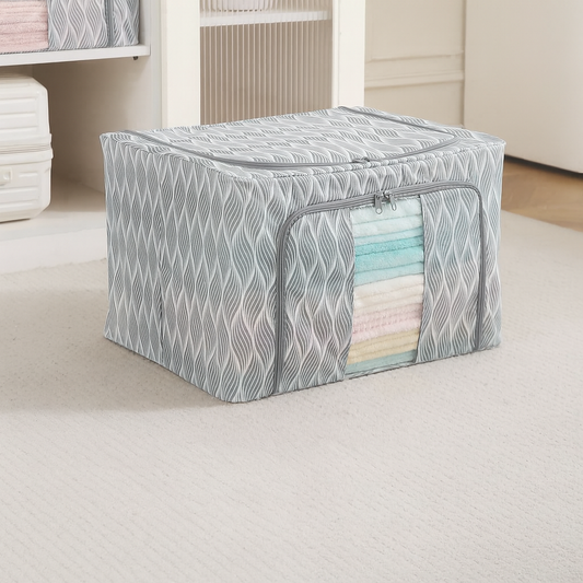 Sturdy, Stackable and Moisture Resistant Non-Woven Cloth Organiser for Storage, Grey
