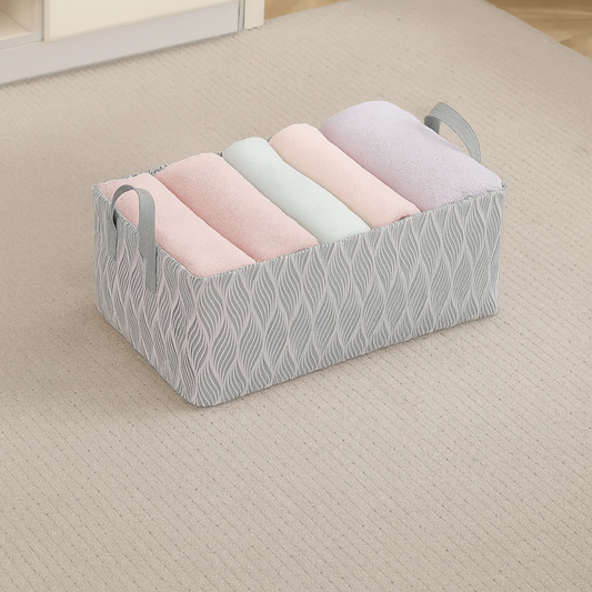 Foldable Wardrobe Storage Basket | Non-Woven Bin with Metal Frame & Handles