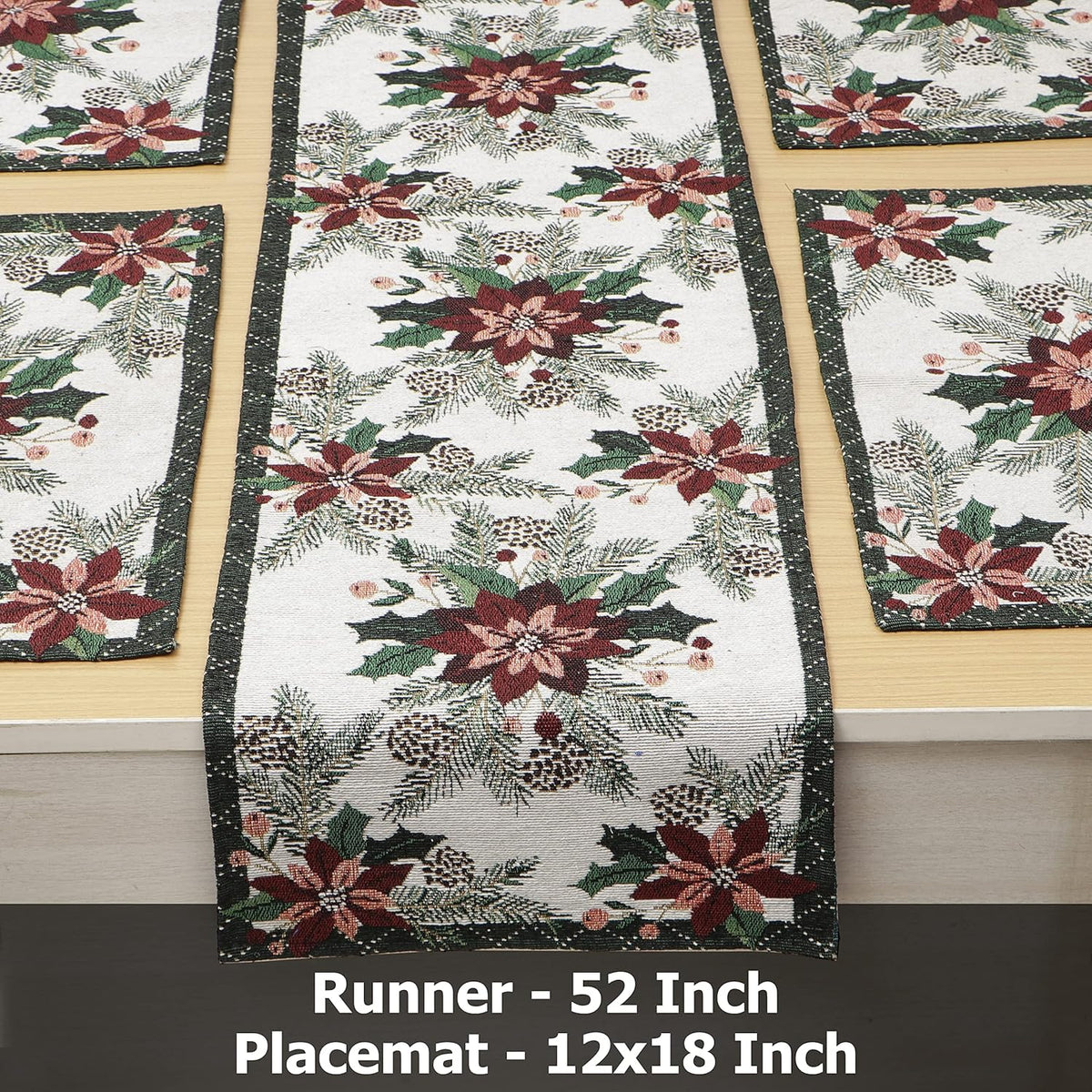 Cotton Jacquard Dining Table Mats, White Floral