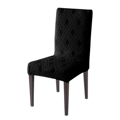 Chair Cover Set of 1/2/4/6, 190 GSM Jacquard, Black