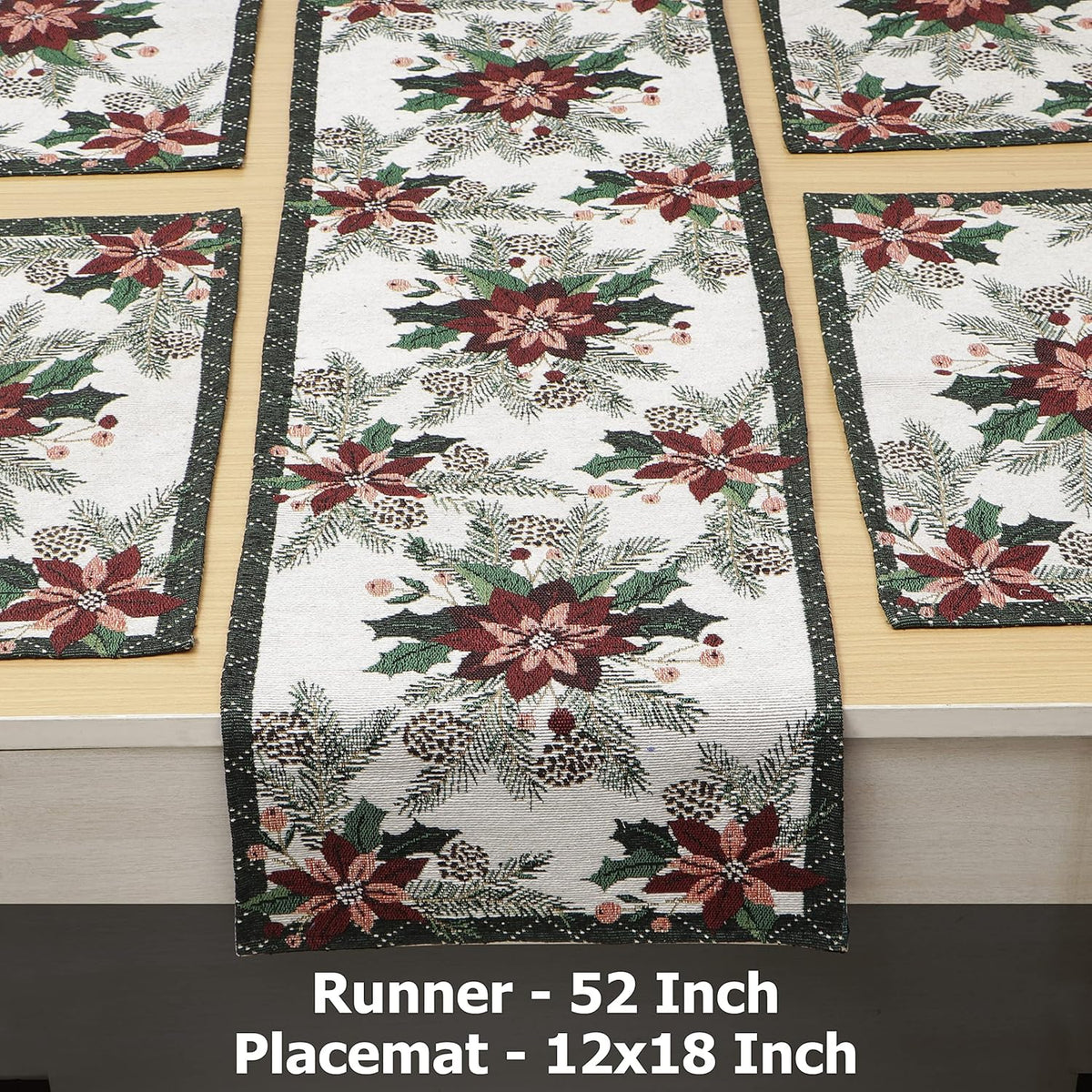 Cotton Jacquard Dining Table Mats, White Floral