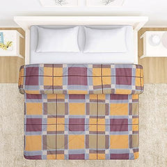 AC Bedsheet for Double Bed, Apricot Orange Checks - HOKIPO | Har Ghar ka Humsafar