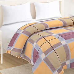 AC Comforter and Bedding Set for Double Bed, Apricot Orange Checks - HOKIPO | Har Ghar ka Humsafar