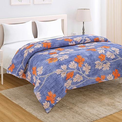 Carolina Blue Budding Leaves Bedding Set for Double Bed | HOKIPO