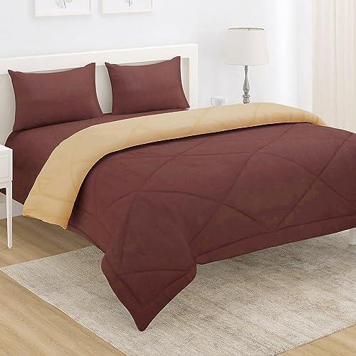 AC Comforter and Bedding Set for Double Bed, Chocolate Brown & Sand Brown - HOKIPO | Har Ghar ka Humsafar