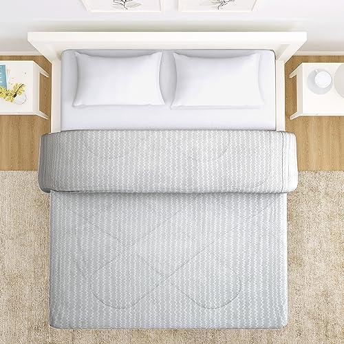 AC Comforter and Bedding Set for Double Bed, Cloud Grey Zig Zag - HOKIPO | Har Ghar ka Humsafar