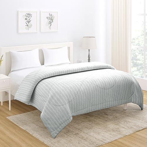 AC Comforter and Bedding Set for Double Bed, Cloud Grey Zig Zag - HOKIPO | Har Ghar ka Humsafar