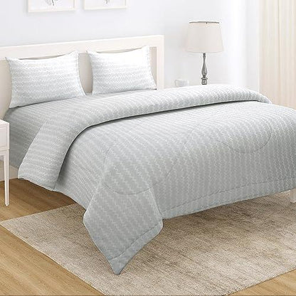 AC Comforter and Bedding Set for Double Bed, Cloud Grey Zig Zag - HOKIPO | Har Ghar ka Humsafar