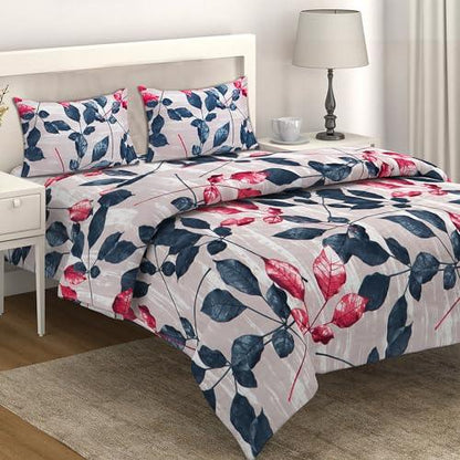 AC Comforter and Bedding Set for Double Bed, Dusty Pink Leaves - HOKIPO | Har Ghar ka Humsafar