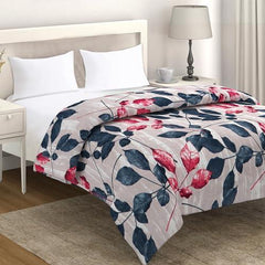 AC Comforter and Bedding Set for Double Bed, Dusty Pink Leaves - HOKIPO | Har Ghar ka Humsafar