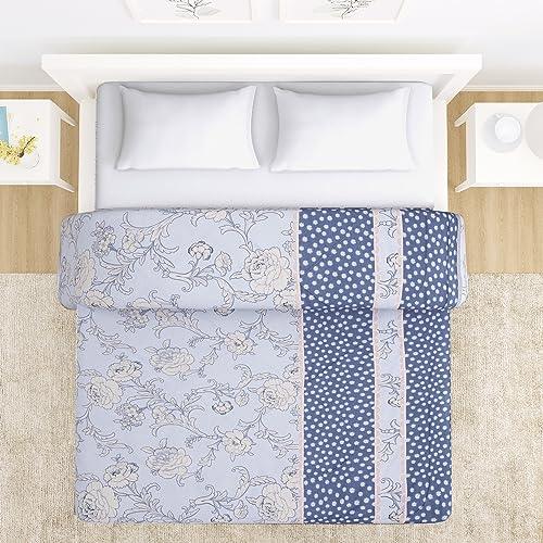 AC Comforter and Bedding Set for Double Bed, Floral French Blue - HOKIPO | Har Ghar ka Humsafar