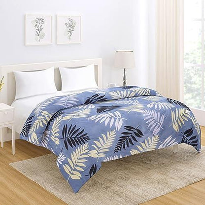 AC Comforter and Bedding Set for Double Bed, Frost Blue Pinnate Leaves - HOKIPO | Har Ghar ka Humsafar