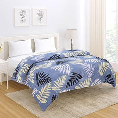 AC Comforter and Bedding Set for Double Bed, Frost Blue Pinnate Leaves - HOKIPO | Har Ghar ka Humsafar