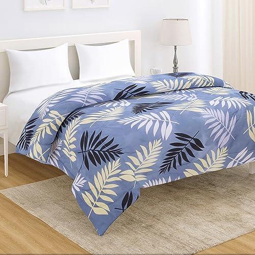 AC Comforter and Bedding Set for Double Bed, Frost Blue Pinnate Leaves - HOKIPO | Har Ghar ka Humsafar