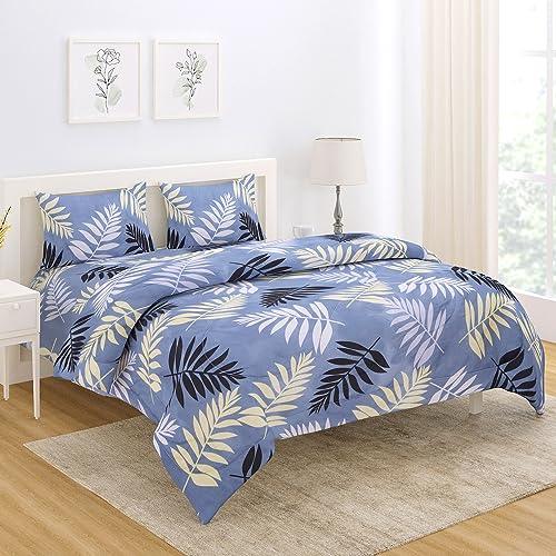 AC Comforter and Bedding Set for Double Bed, Frost Blue Pinnate Leaves - HOKIPO | Har Ghar ka Humsafar