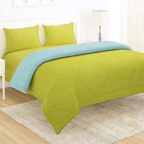 AC Comforter and Bedding Set for Double Bed, Lime Green & Sky Blue - HOKIPO | Har Ghar ka Humsafar