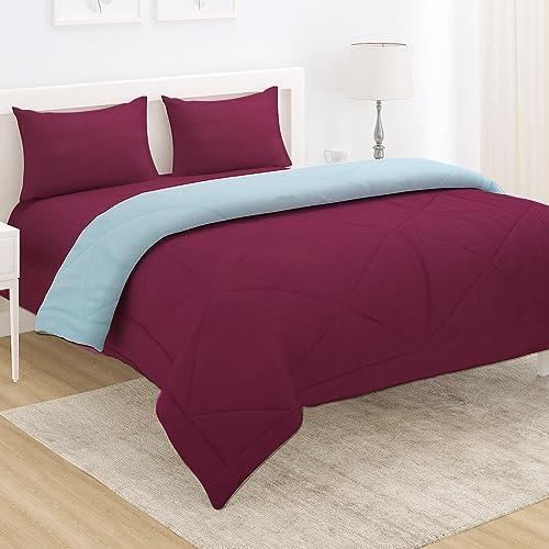 AC Comforter and Bedding Set for Double Bed, Mulberry & Arctic Blue - HOKIPO | Har Ghar ka Humsafar