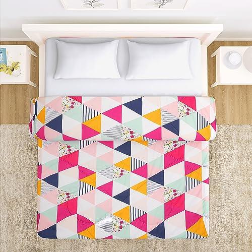 AC Comforter and Bedding Set for Double Bed, Multicolor Abstract Triangle - HOKIPO | Har Ghar ka Humsafar