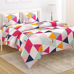 AC Comforter and Bedding Set for Double Bed, Multicolor Abstract Triangle - HOKIPO | Har Ghar ka Humsafar