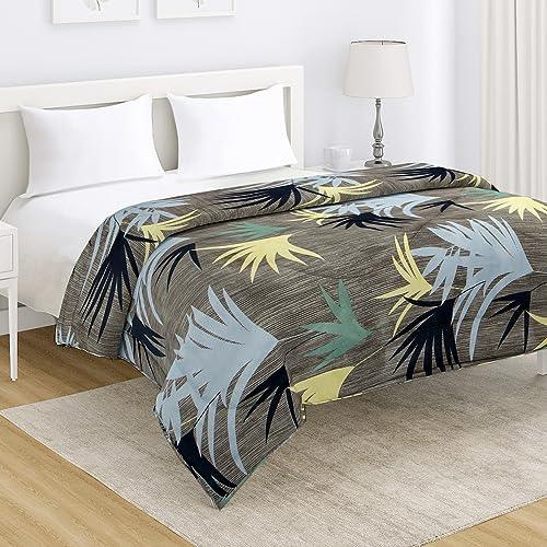 AC Comforter and Bedding Set for Double Bed, Mute Grey Fan Palm - HOKIPO | Har Ghar ka Humsafar