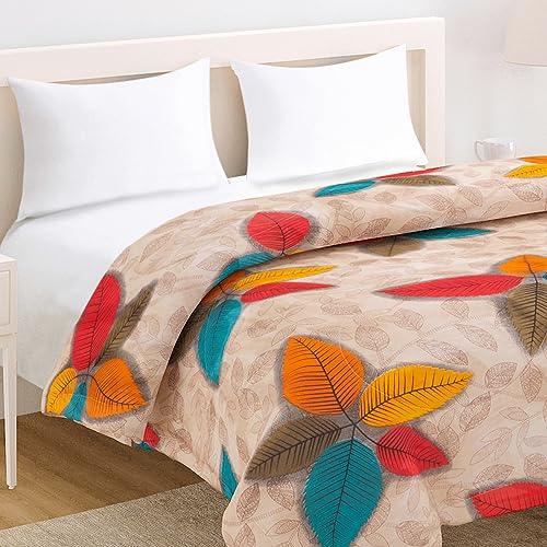 AC Comforter and Bedding Set for Double Bed, Natural Beige Chestnut Leaves - HOKIPO | Har Ghar ka Humsafar