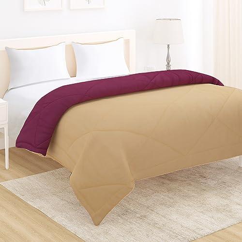 AC Comforter and Bedding Set for Double Bed, Natural Beige & Plum - HOKIPO | Har Ghar ka Humsafar