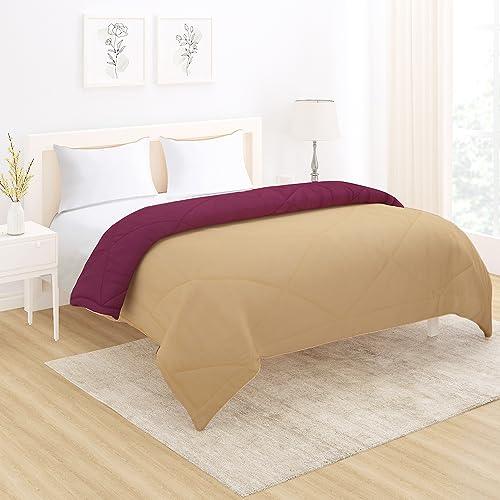 AC Comforter and Bedding Set for Double Bed, Natural Beige & Plum - HOKIPO | Har Ghar ka Humsafar