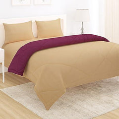 AC Comforter and Bedding Set for Double Bed, Natural Beige & Plum - HOKIPO | Har Ghar ka Humsafar