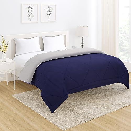 AC Comforter and Bedding Set for Double Bed, Navy Blue & Cloud Grey - HOKIPO | Har Ghar ka Humsafar