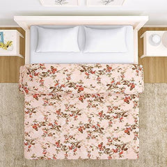 AC Comforter and Bedding Set for Double Bed, Peach Blooming Flower - HOKIPO | Har Ghar ka Humsafar