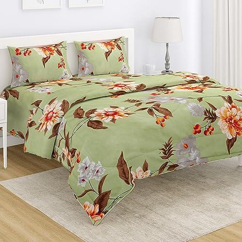 AC Comforter and Bedding Set for Double Bed, Pistachio Green Sunflower - HOKIPO | Har Ghar ka Humsafar