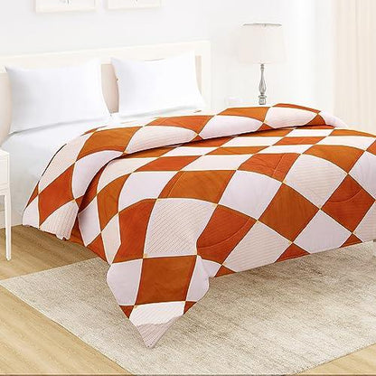 AC Comforter and Bedding Set for Double Bed, Rhombus Brick Red - HOKIPO | Har Ghar ka Humsafar