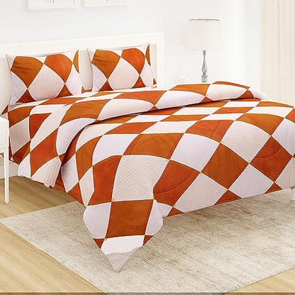 AC Comforter and Bedding Set for Double Bed, Rhombus Brick Red - HOKIPO | Har Ghar ka Humsafar