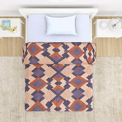 AC Comforter and Bedding Set for Single Bed, Beige Geometric Rhombus - HOKIPO | Har Ghar ka Humsafar