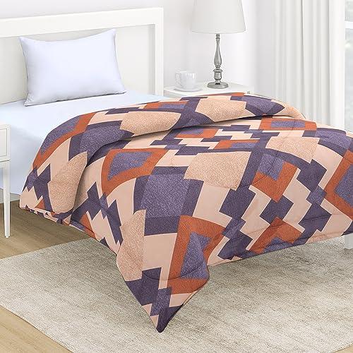 AC Comforter and Bedding Set for Single Bed, Beige Geometric Rhombus - HOKIPO | Har Ghar ka Humsafar