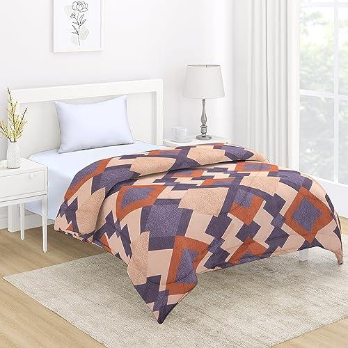 AC Comforter and Bedding Set for Single Bed, Beige Geometric Rhombus - HOKIPO | Har Ghar ka Humsafar