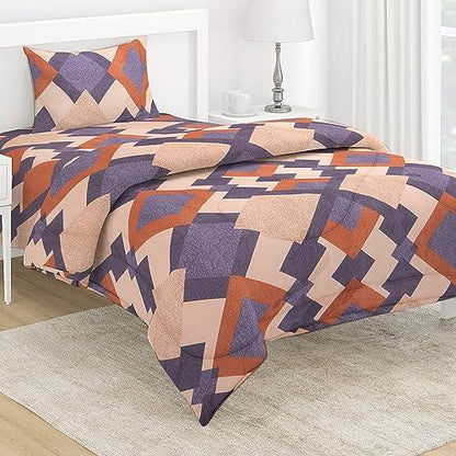 AC Comforter and Bedding Set for Single Bed, Beige Geometric Rhombus - HOKIPO | Har Ghar ka Humsafar