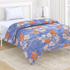 AC Comforter and Bedding Set for Single Bed, Carolina Blue Budding Leaves - HOKIPO | Har Ghar ka Humsafar