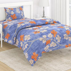 AC Comforter and Bedding Set for Single Bed, Carolina Blue Budding Leaves - HOKIPO | Har Ghar ka Humsafar