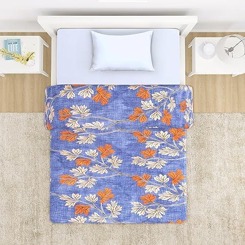 AC Comforter and Bedding Set for Single Bed, Carolina Blue Budding Leaves - HOKIPO | Har Ghar ka Humsafar