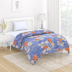 AC Comforter and Bedding Set for Single Bed, Carolina Blue Budding Leaves - HOKIPO | Har Ghar ka Humsafar