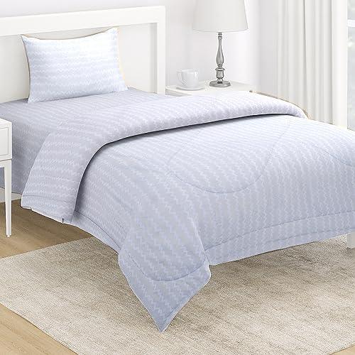 AC Comforter and Bedding Set for Single Bed, Cloud Grey Zig Zag - HOKIPO | Har Ghar ka Humsafar