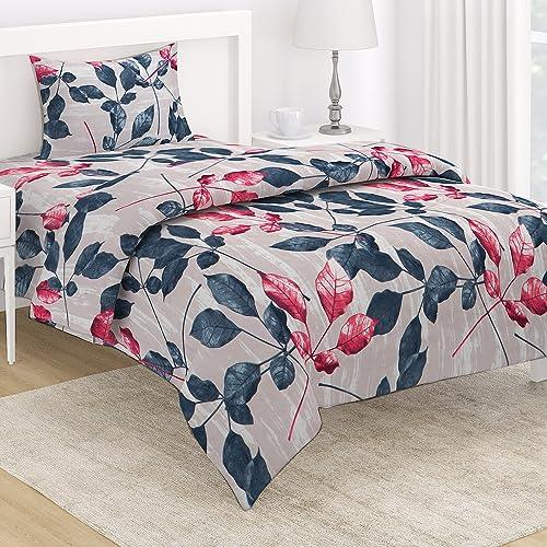 AC Comforter and Bedding Set for Single Bed, Dusty Pink Leaves - HOKIPO | Har Ghar ka Humsafar