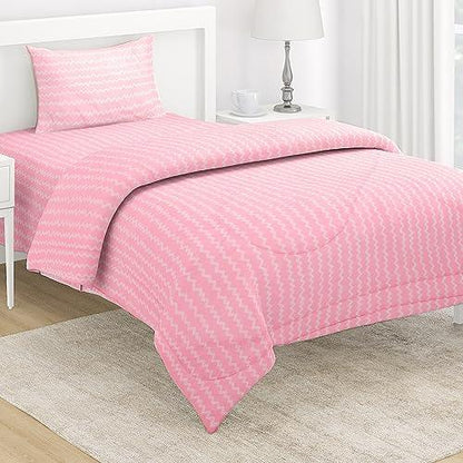 AC Comforter and Bedding Set for Single Bed, Flamingo Pink Zig Zag - HOKIPO | Har Ghar ka Humsafar