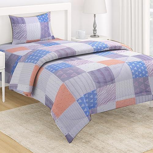 AC Comforter and Bedding Set for Single Bed, Fossil Grey Multi Pattern - HOKIPO | Har Ghar ka Humsafar