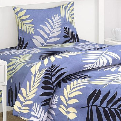 AC Comforter and Bedding Set for Single Bed, Frost Blue Pinnate Leaves - HOKIPO | Har Ghar ka Humsafar