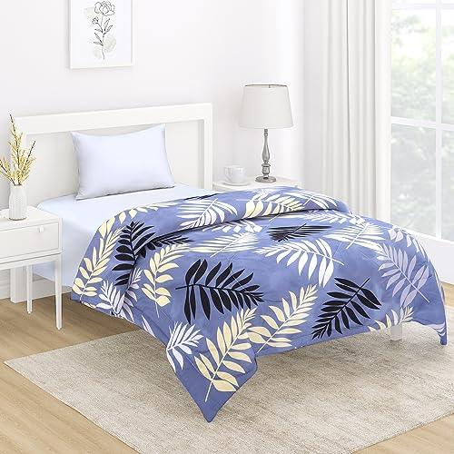 AC Comforter and Bedding Set for Single Bed, Frost Blue Pinnate Leaves - HOKIPO | Har Ghar ka Humsafar