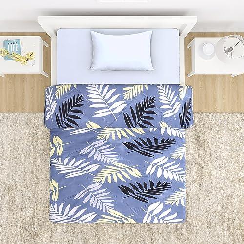 AC Comforter and Bedding Set for Single Bed, Frost Blue Pinnate Leaves - HOKIPO | Har Ghar ka Humsafar