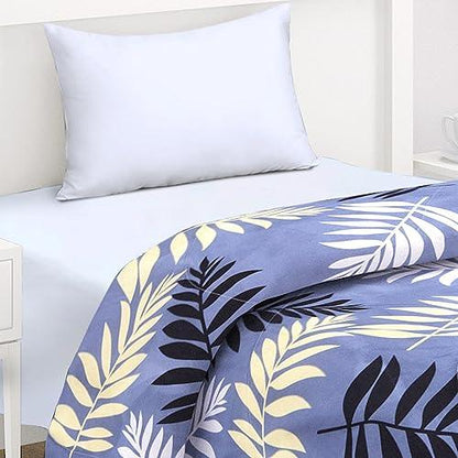 AC Comforter and Bedding Set for Single Bed, Frost Blue Pinnate Leaves - HOKIPO | Har Ghar ka Humsafar