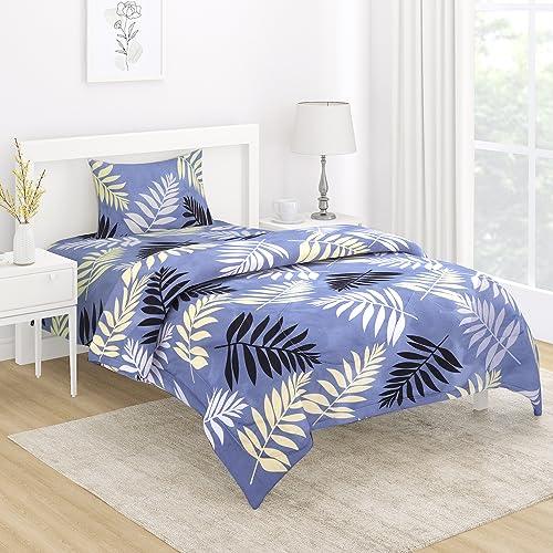 AC Comforter and Bedding Set for Single Bed, Frost Blue Pinnate Leaves - HOKIPO | Har Ghar ka Humsafar